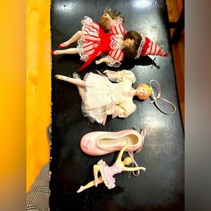 3 ballerina christmas ornaments lot/ porcelain